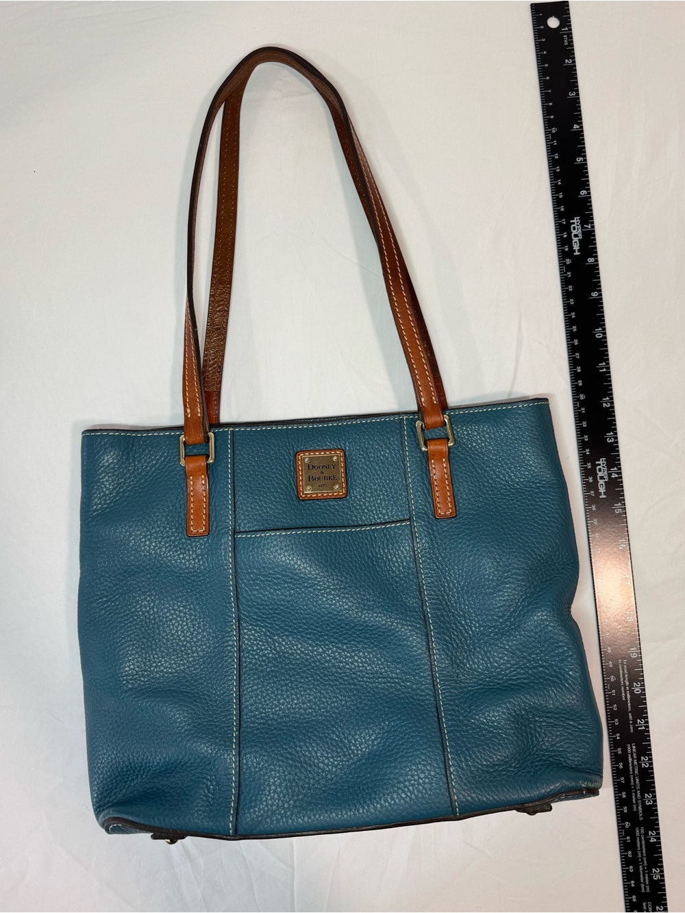 Dooney & Bourke Teal Pebble Leather Tote Bag Brown Leather Shoulder Bag